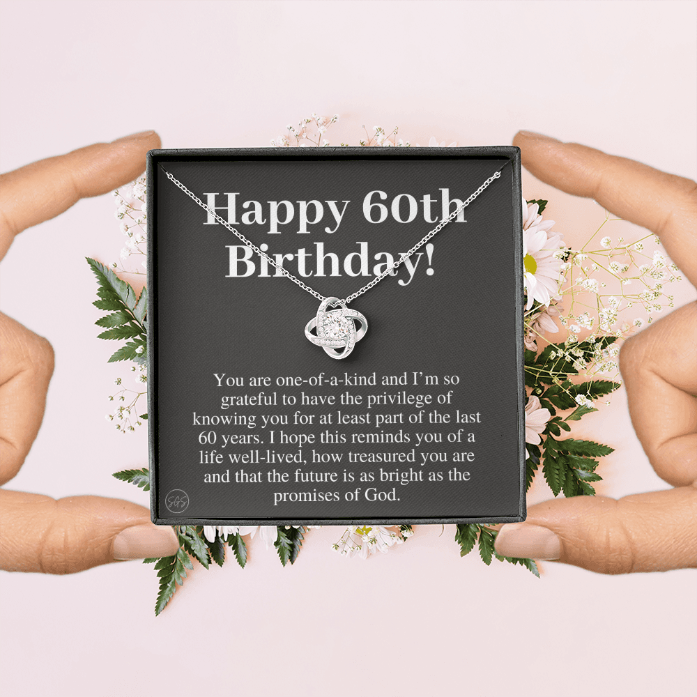 60th Birthday Gift for Women | Bday Present for Mom, Stepmom, Grandma, Friend, Employee, Funny and Heartfelt Card and Necklace 2807k