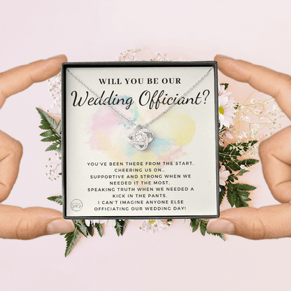 Wedding Officiant Proposal Gift | Will You Marry Us? Will You Be Our Officiant? For Friends, Best Friend Bestie Necklace Bridal Party 0817dK2