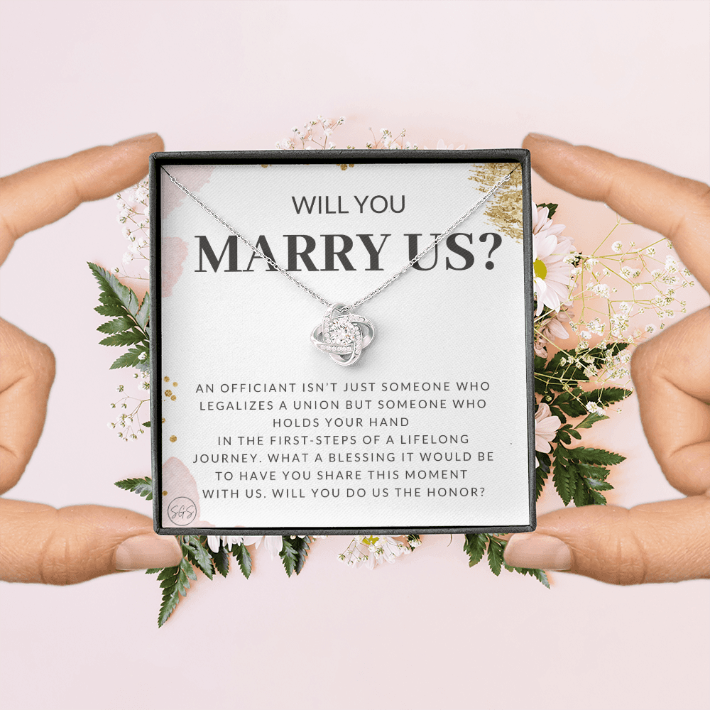 Wedding Officiant Proposal Gift | Will You Marry Us? Will You Be Our Officiant? For Friends, Best Friend Bestie Necklace Bridal Party 0131iK
