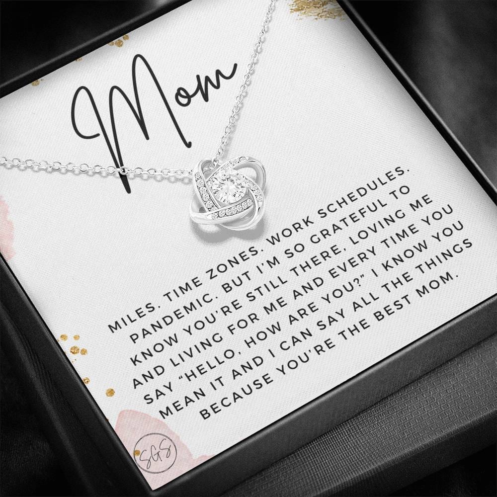 0921b Long Distance Mom Necklace Love Knot