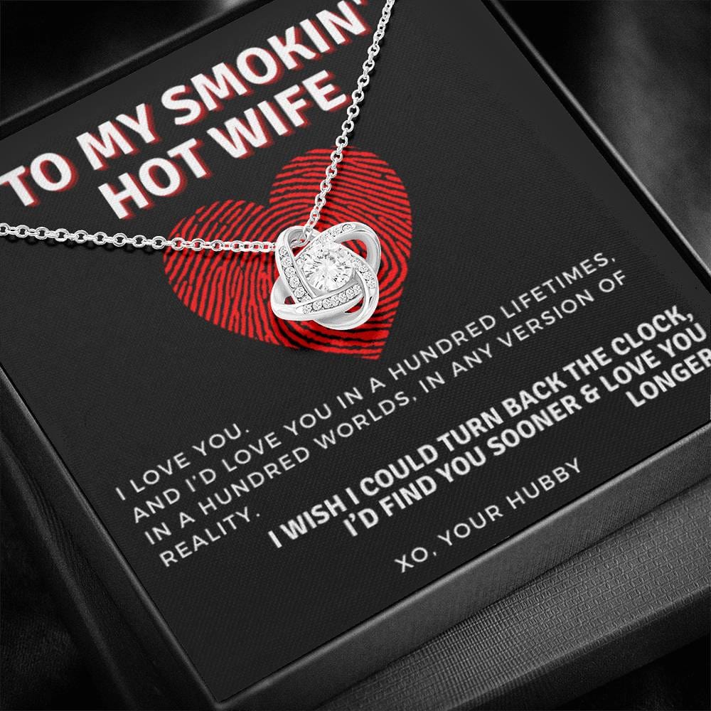To My Smokin' Hot Wife Thumb Print | From Husband, Gift, 14K White Gold, Necklace, Pendant, Romantic, Anniversary, Birthday, Just Because, I love you