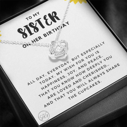 0625D Sister on Her Birthday Necklace Love Knot
