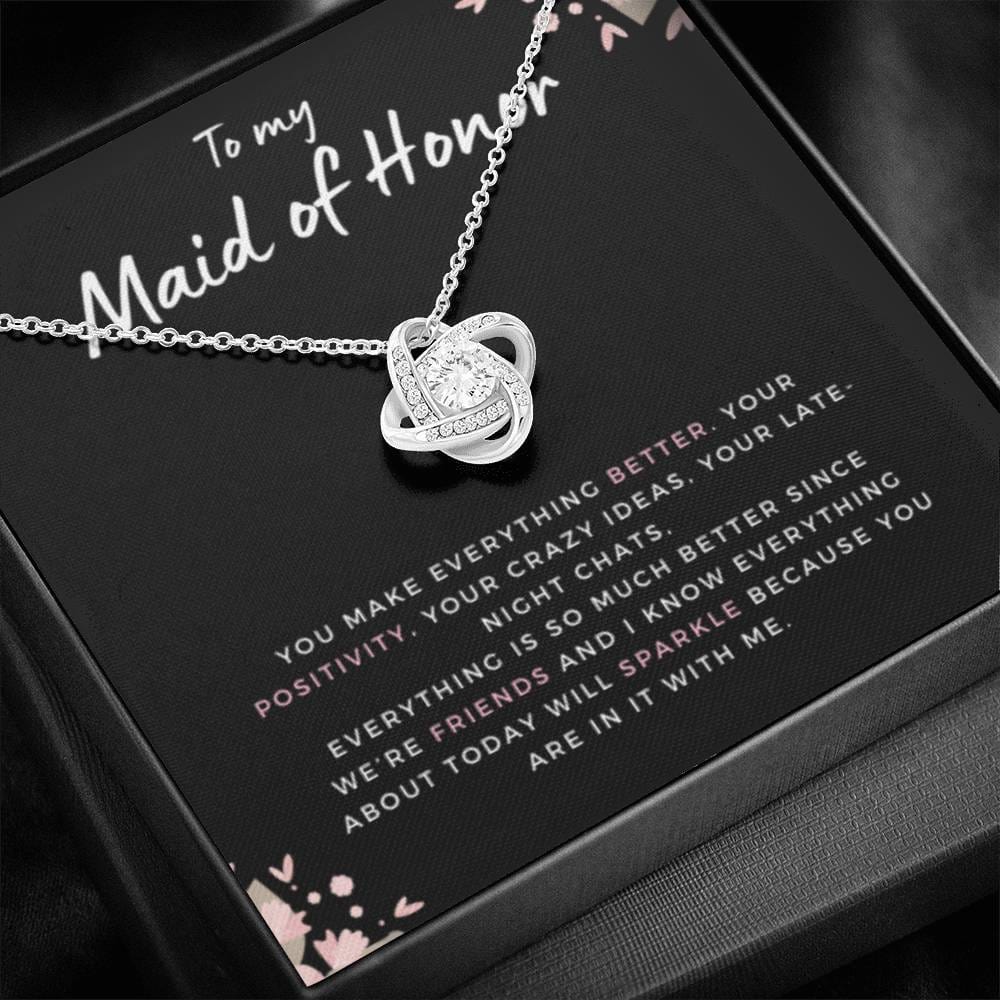 MaidofHonorSparkle Necklace Love Knot
