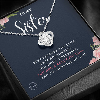 sister proud of you 0707j Necklace Love Knot