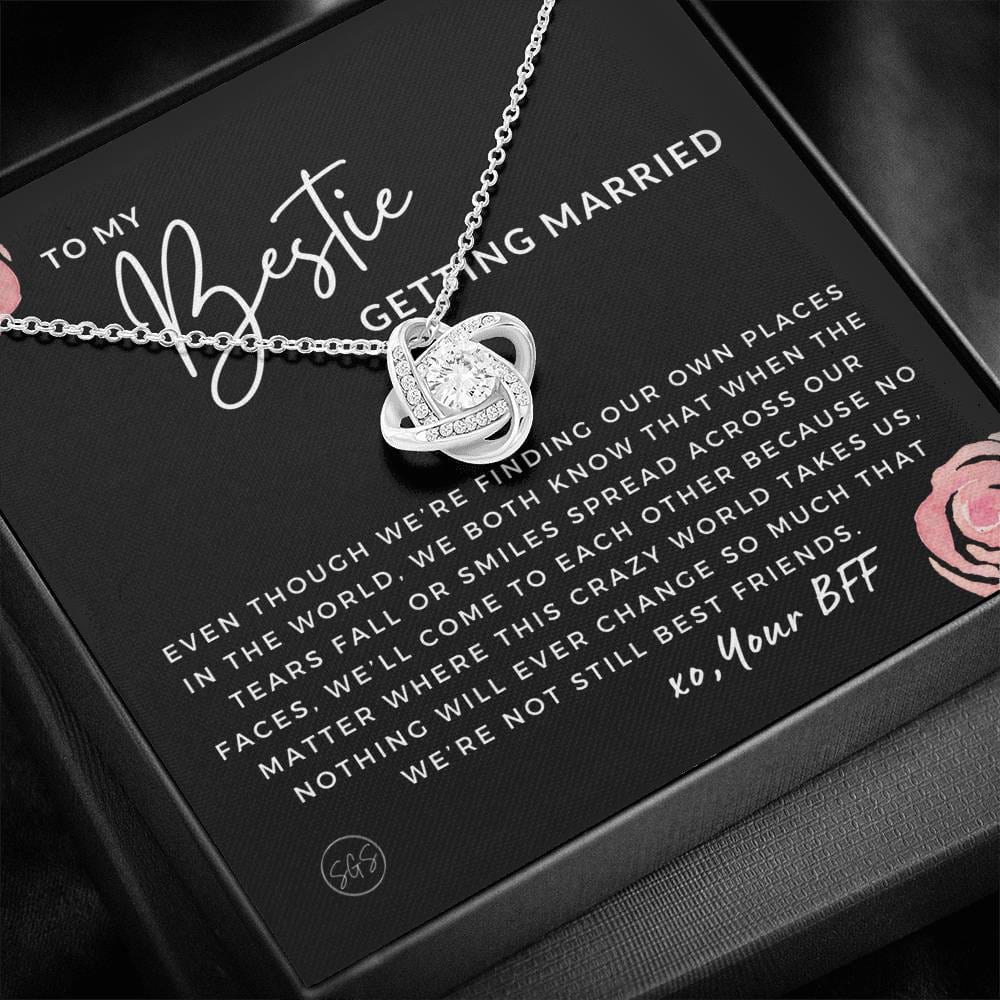 Gift for Bestie Getting Married | Necklace, BFF Wedding, Bridal Shower Gift for Bride, From Best Friend, Soulmate, Best Friends Quote, Sister Getting Married, Love Knot Rose D
