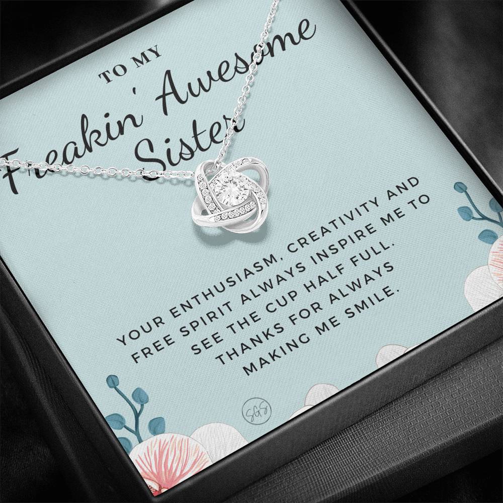 Freakin Awesome Sister 0706i Necklace Love Knot