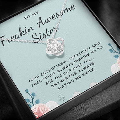 Freakin Awesome Sister 0706i Necklace Love Knot
