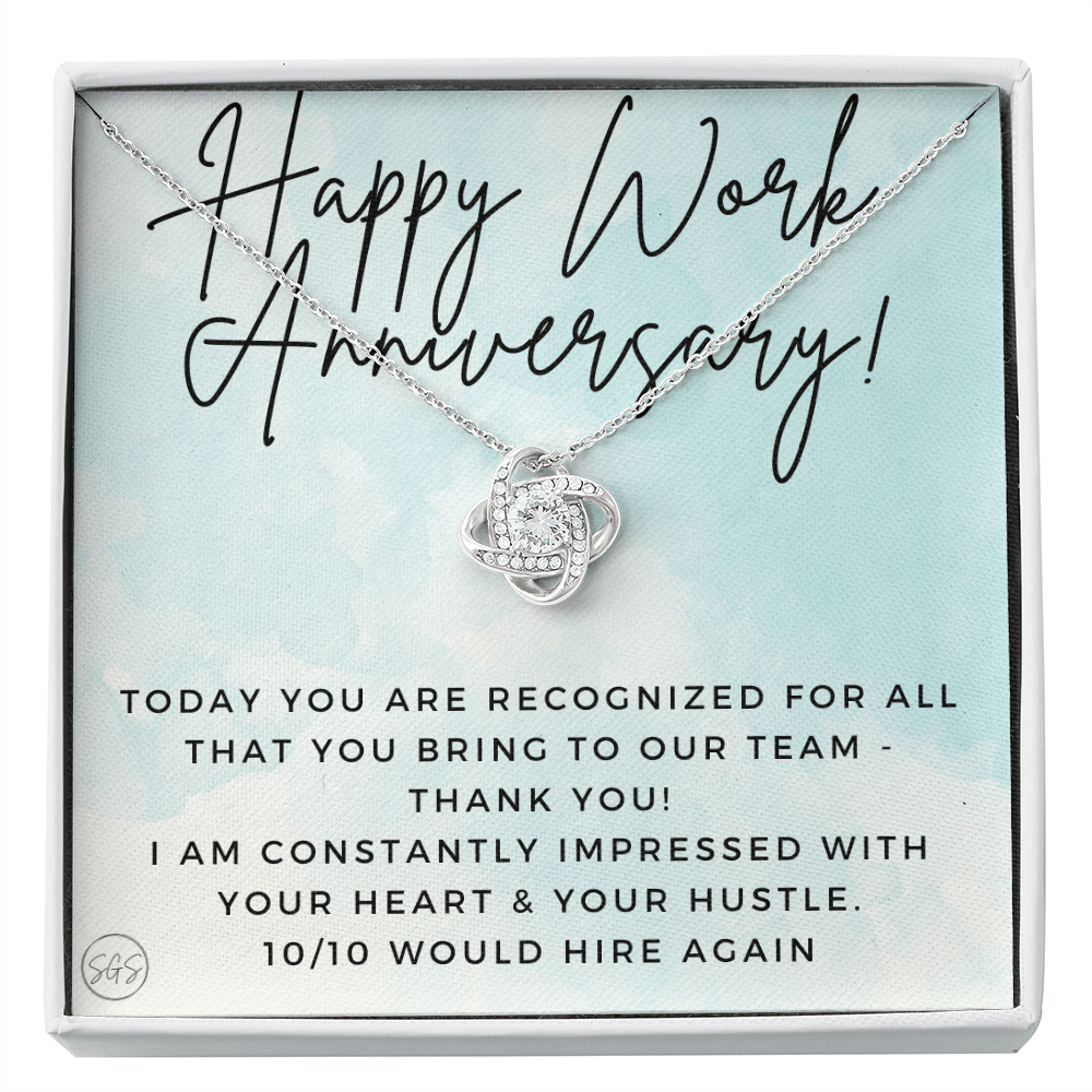 Happy Work Anniversary! Gift From Boss, Hustle, Congrats, Thank You, Christmas, Necklace, Team, Office Present, Employee Appreciation 1029bKA