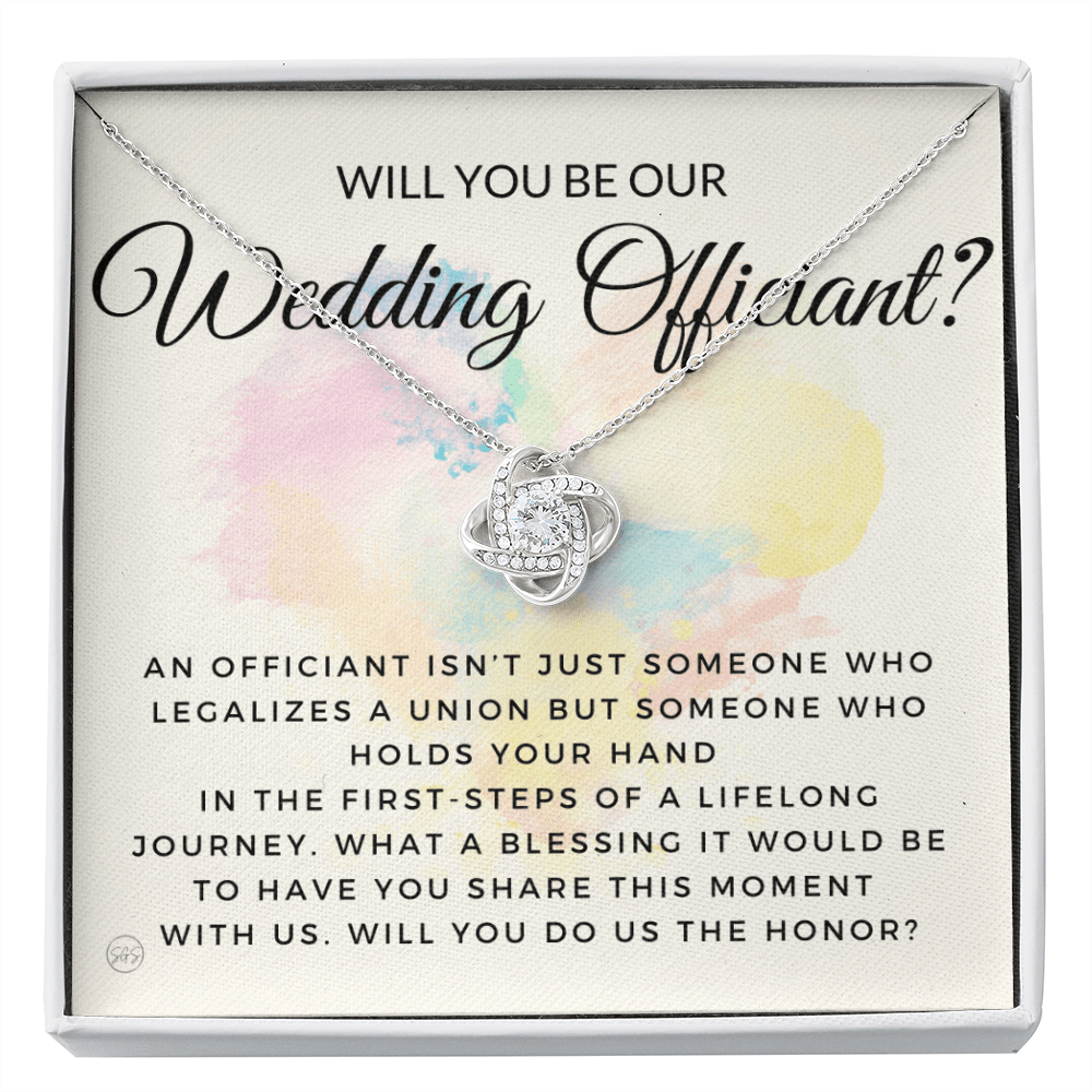Wedding Officiant Proposal Gift | Will You Marry Us? Will You Be Our Officiant? For Friends, Best Friend Bestie Necklace Bridal Party 0131dK