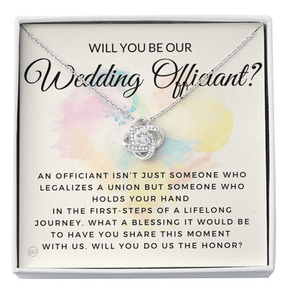 Wedding Officiant Proposal Gift | Will You Marry Us? Will You Be Our Officiant? For Friends, Best Friend Bestie Necklace Bridal Party 0131dK