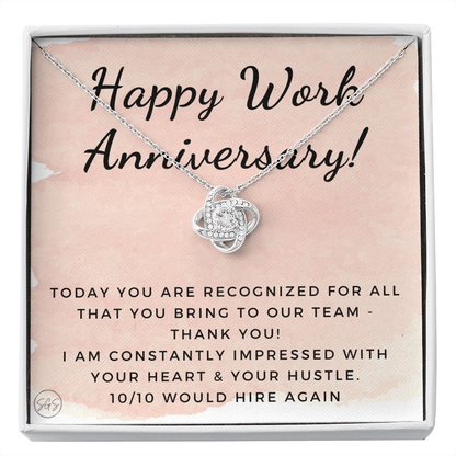 Happy Work Anniversary! Gift From Boss, Hustle, Congrats, Thank You, Christmas, Necklace, Team, Office Present, Employee Appreciation 1029aKA