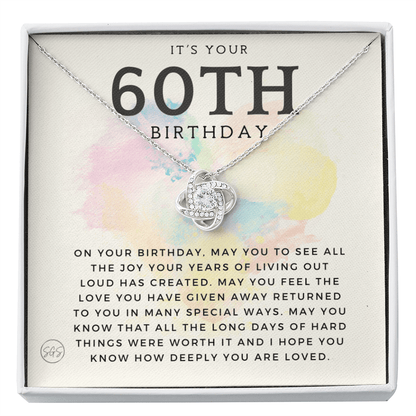 60th Birthday Gift for Women | Bday Present for Mom, Stepmom, Grandma, Friend, Employee, Funny and Heartfelt Card and Necklace 2804k