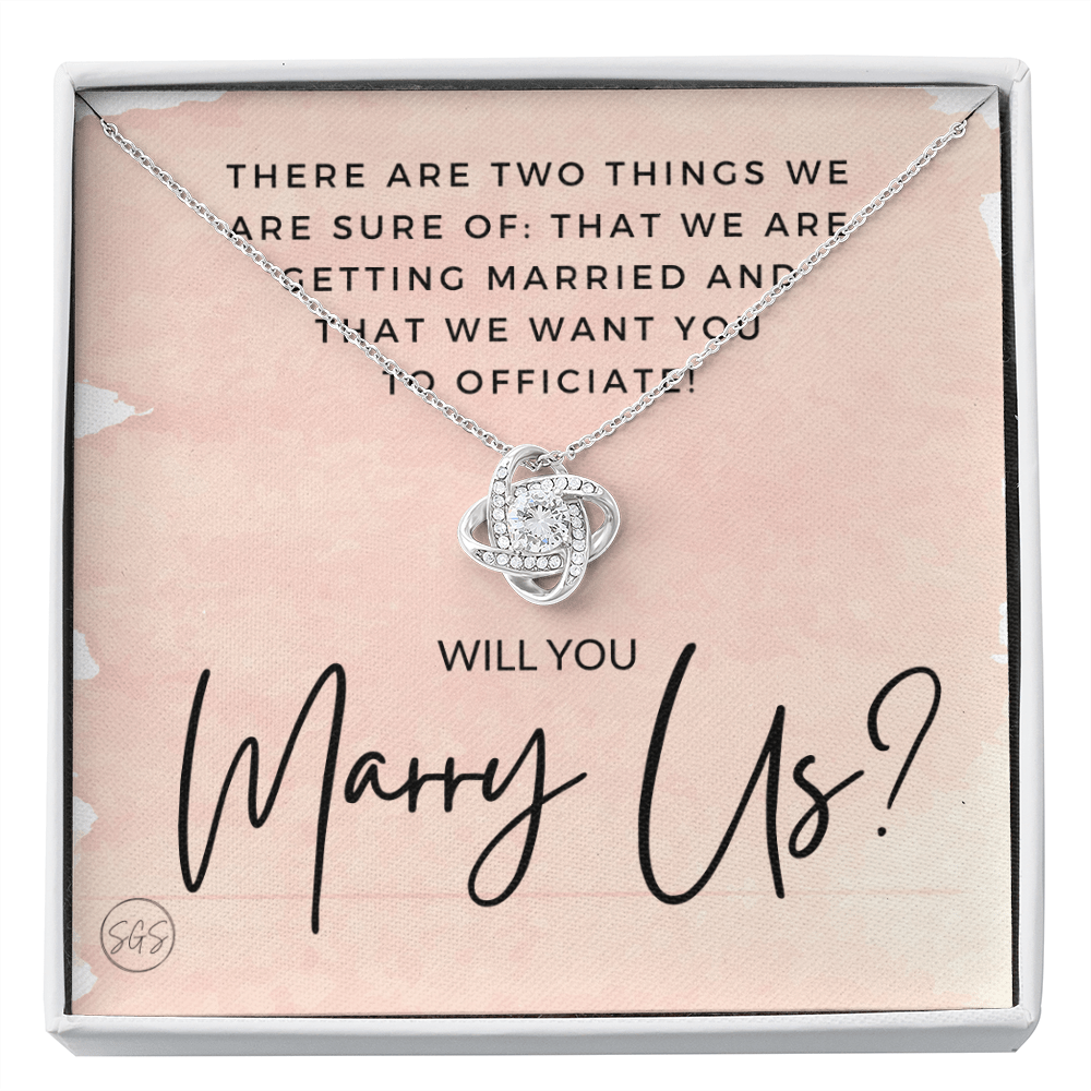 Wedding Officiant Proposal Gift | Will You Marry Us? Will You Be Our Officiant? For Friends, Best Friend Bestie Necklace Bridal Party 0131sK