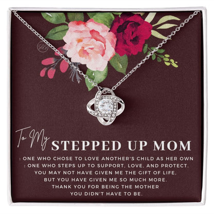 Stepped Up Mom | Christmas Gift for Stepmom, Bonus Mom Necklace, Stepmother, Grandma, Second Mama, From Step Daughter Son, Birthday, Foster