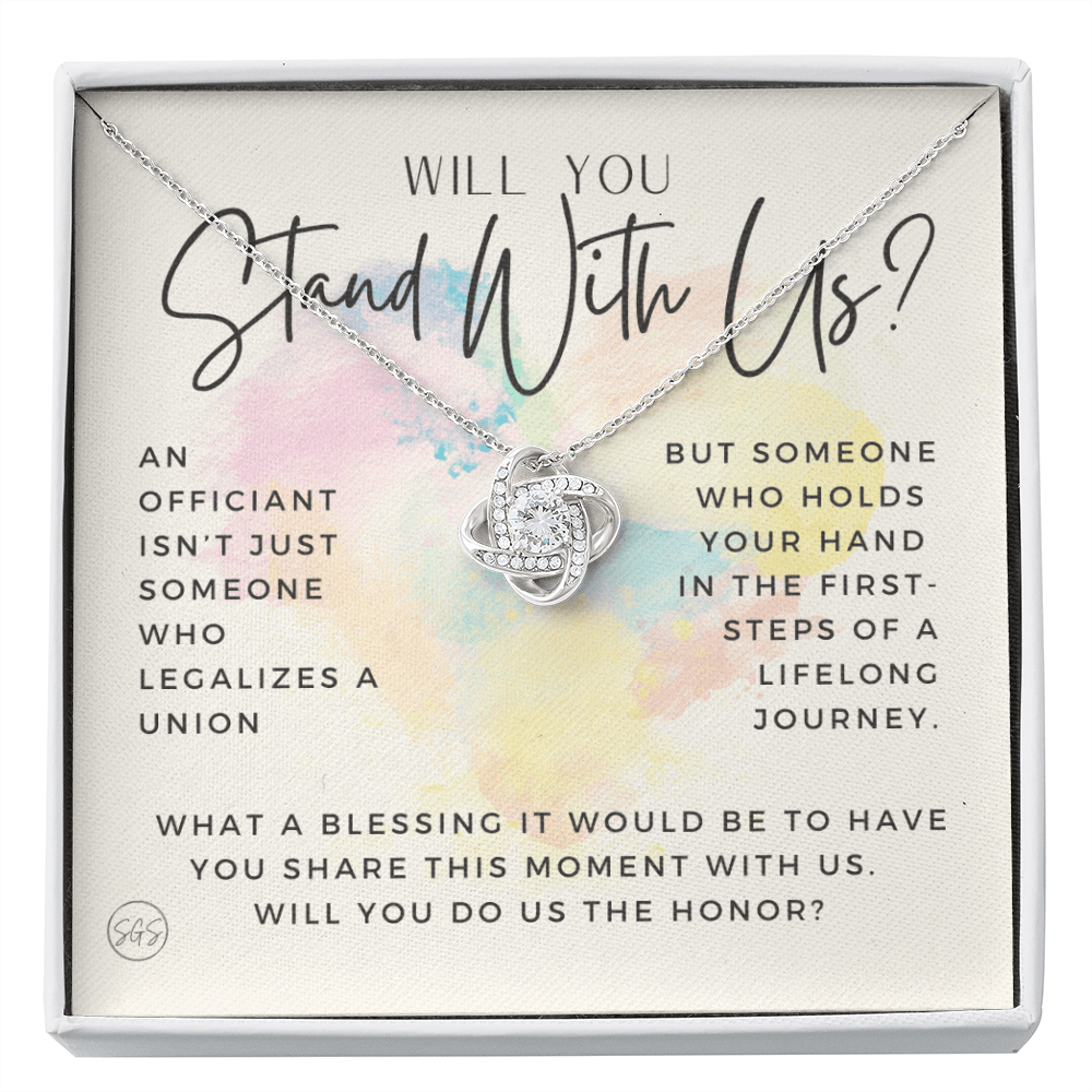 Wedding Officiant Proposal Gift | Will You Marry Us? Will You Be Our Officiant? For Friends, Best Friend Bestie Necklace Bridal Party 0131jK