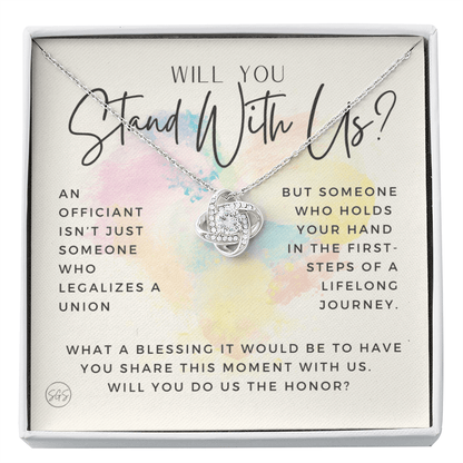 Wedding Officiant Proposal Gift | Will You Marry Us? Will You Be Our Officiant? For Friends, Best Friend Bestie Necklace Bridal Party 0131jK
