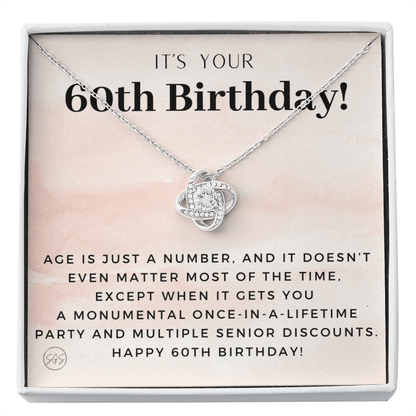 60th Birthday Gift for Women | Bday Present for Mom, Stepmom, Grandma, Friend, Employee, Funny and Heartfelt Card and Necklace 2805k