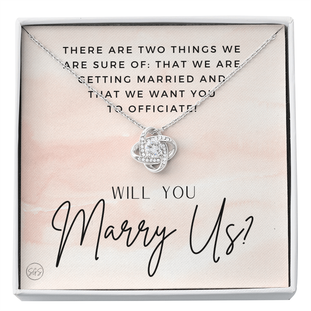 Wedding Officiant Proposal Gift | Will You Marry Us? Will You Be Our Officiant? For Friends, Best Friend Bestie Necklace Bridal Party 0817heartsd2