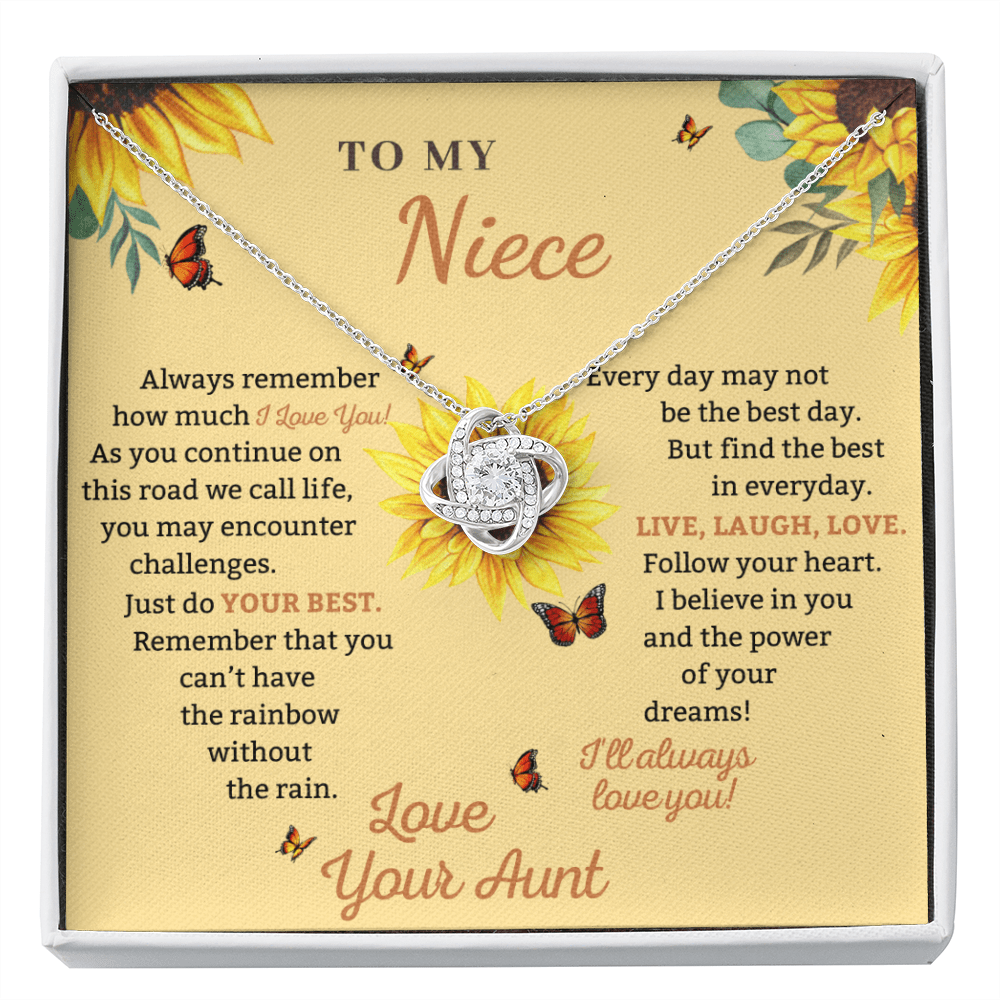 Niece - Storm To Pass - Necklace | Gift for Niece from Aunt, Sunflower Necklace, Birthday Gift for Teen Niece, Graduation Jewelry