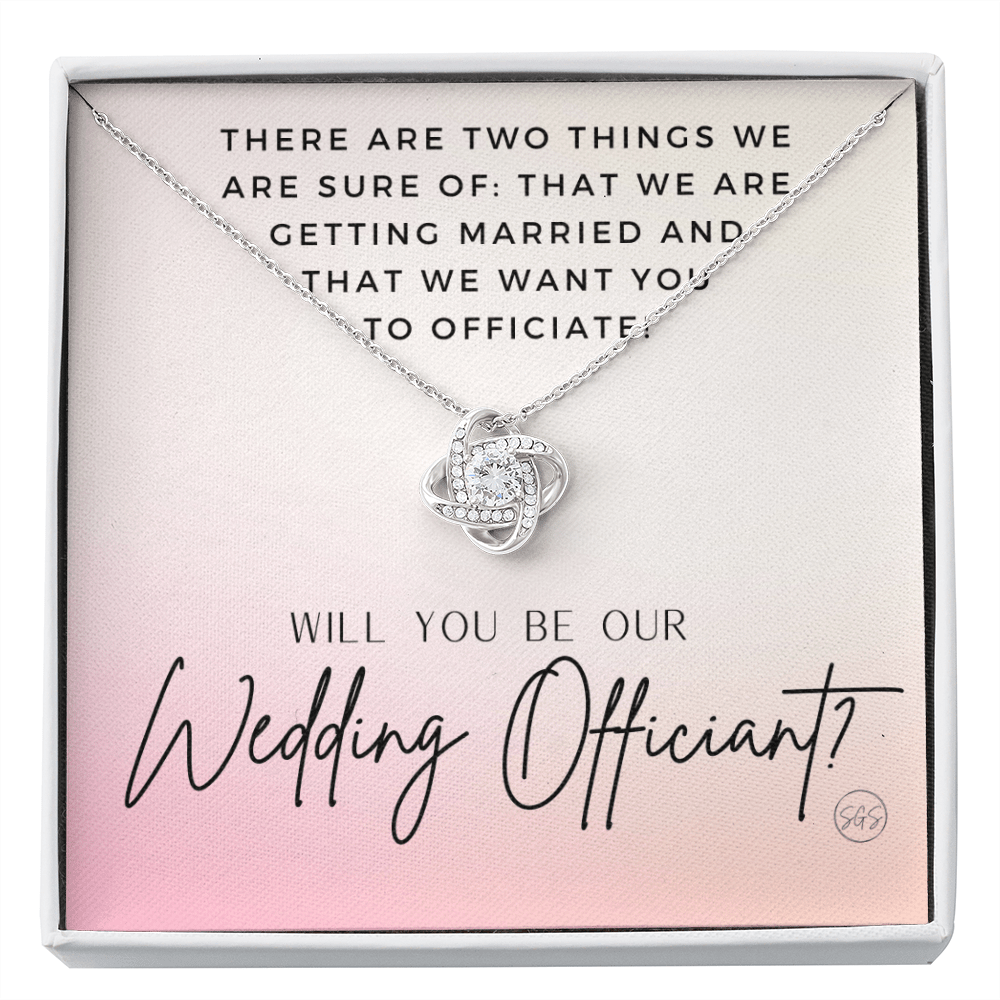 Wedding Officiant Proposal Gift | Will You Marry Us? Will You Be Our Officiant? For Friends, Best Friend Bestie Necklace Bridal Party 0131rK