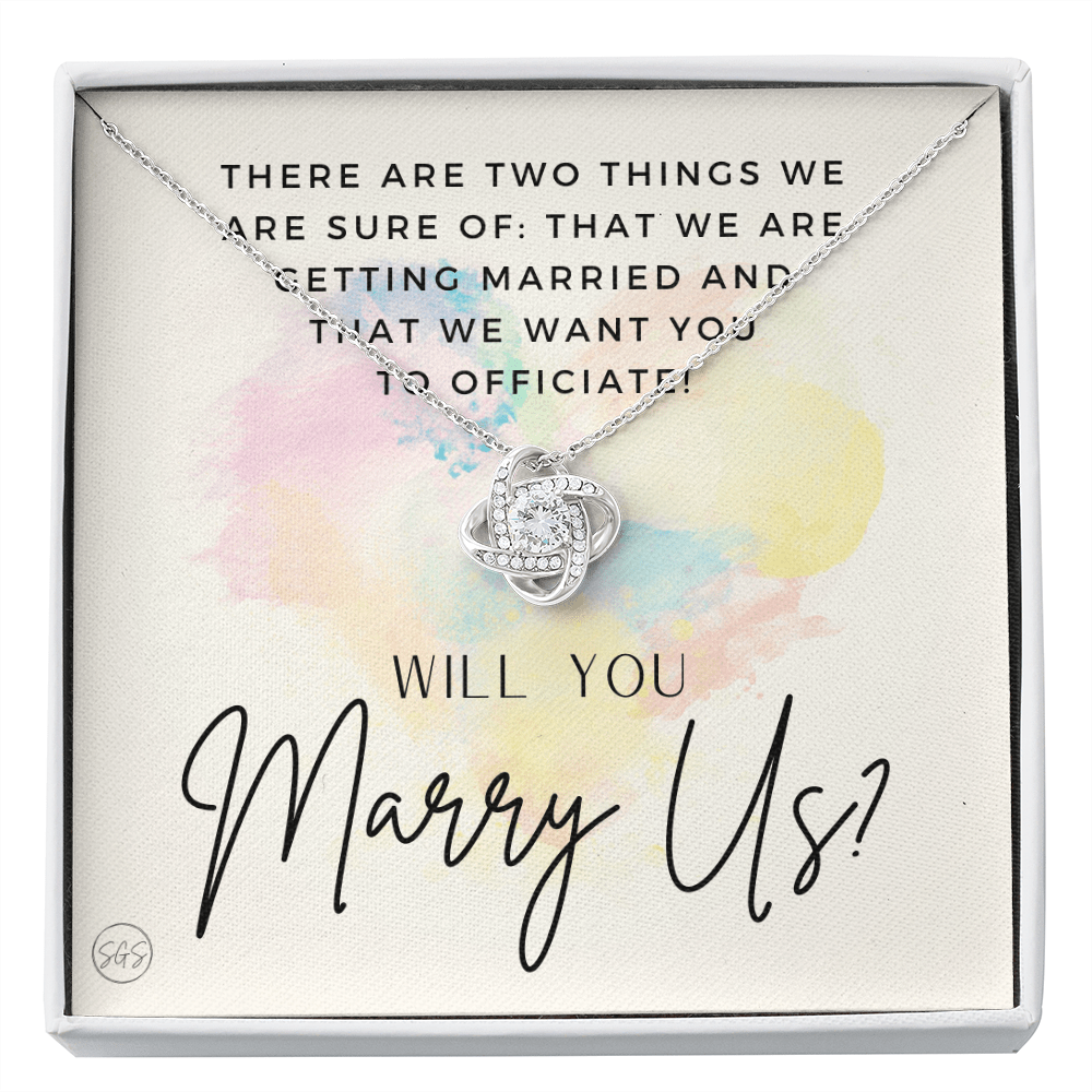 Wedding Officiant Proposal Gift | Will You Marry Us? Will You Be Our Officiant? For Friends, Best Friend Bestie Necklace Bridal Party  0817heartsK