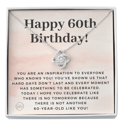 60th Birthday Gift for Women | Bday Present for Mom, Stepmom, Grandma, Friend, Employee, Funny and Heartfelt Card and Necklace 2808k