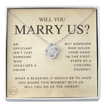 Wedding Officiant Proposal Gift | Will You Marry Us? Will You Be Our Officiant? For Friends, Best Friend Bestie Necklace Bridal Party 0131gK