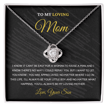 Gift For Mom from Son - I'll Always Be Your Little Boy - Love Knot Necklace | Gift for Mother's Day From Son, Mom Birthday Present M1