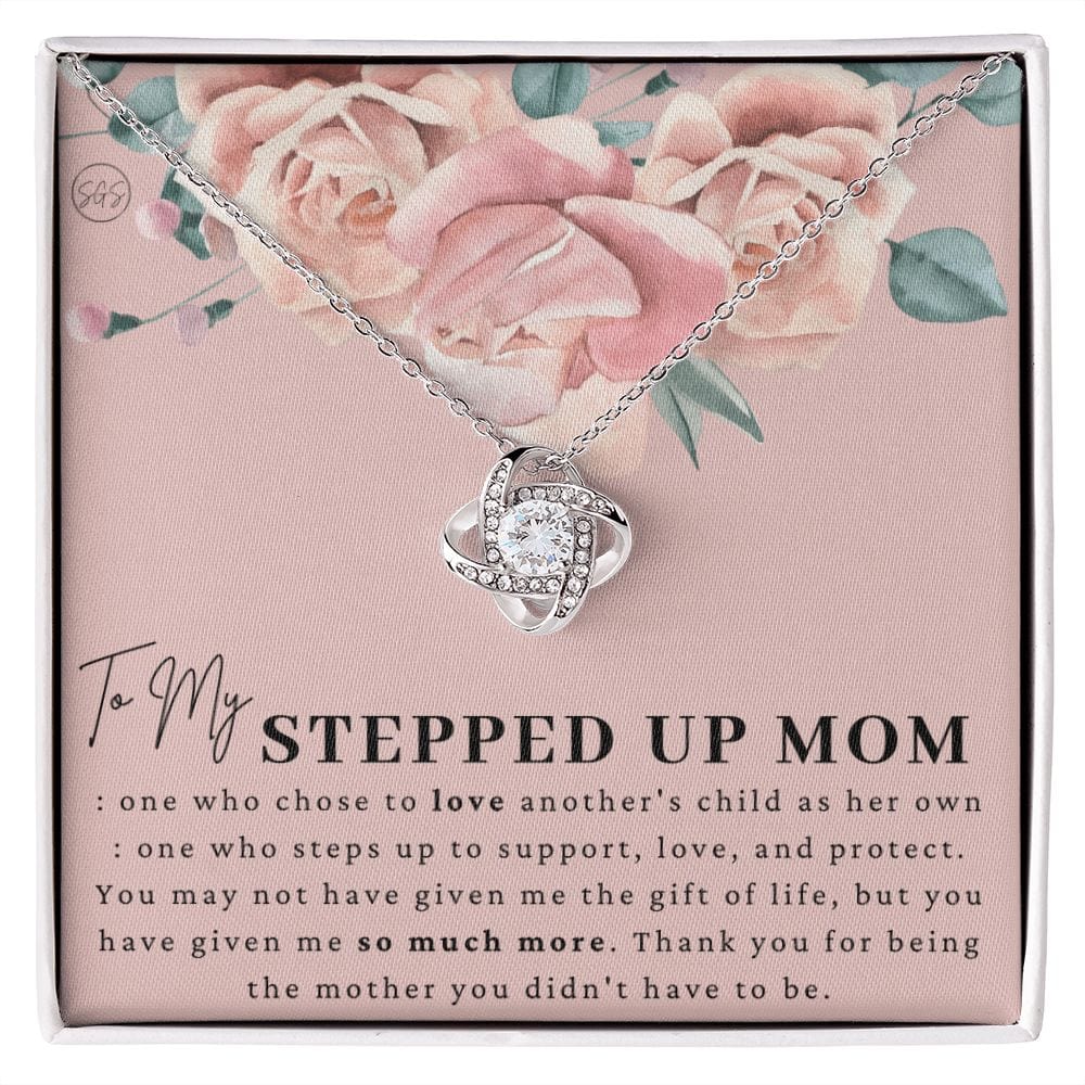 Stepped Up Mom | Christmas Gift for Stepmom, Bonus Mom Necklace, Stepmother, Grandma, Second Mama, From Step Daughter Son, Birthday, Foster