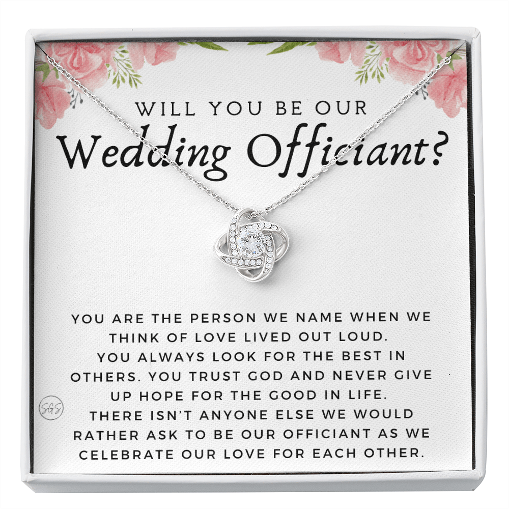 Wedding Officiant Proposal Gift | Will You Marry Us? Will You Be Our Officiant? For Friends, Best Friend Bestie Necklace Bridal Party 0817fK2