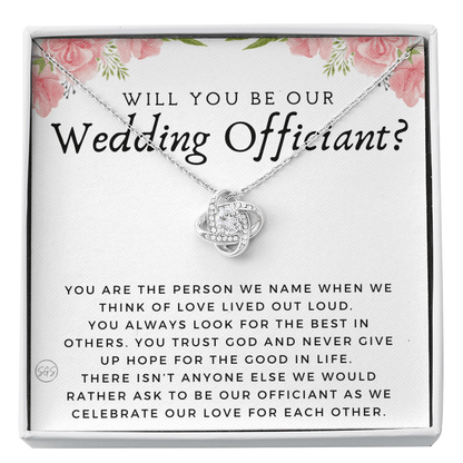 Wedding Officiant Proposal Gift | Will You Marry Us? Will You Be Our Officiant? For Friends, Best Friend Bestie Necklace Bridal Party 0817fK2