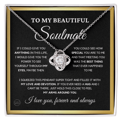 To My Beautiful Soulmate | Love Knot Necklace - Gift for Wife, Gift for Girlfriend, Gift for Fiance, Future Wife, Anniversary for Her 0503cK