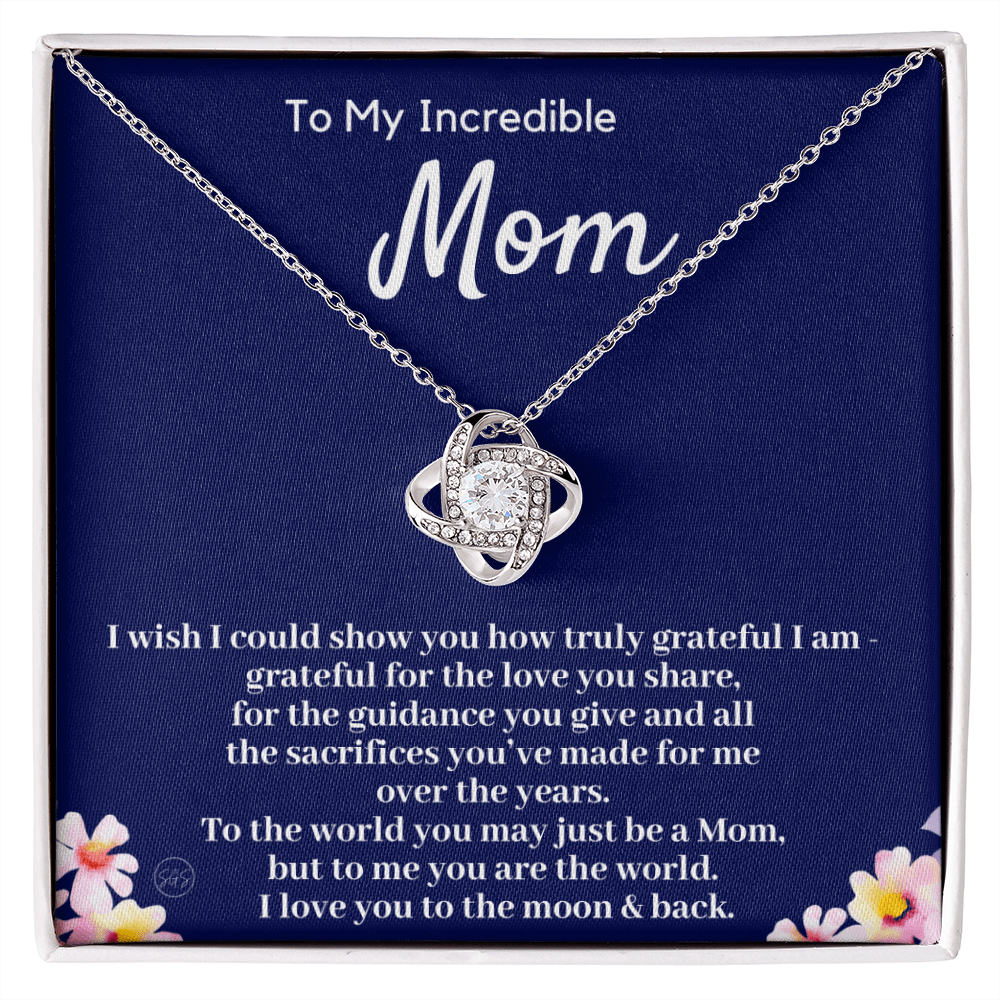 Gift for Mom | Mother's Day Gift, To My Loving Mom From Daughter, From Son, Love You to the Moon and Back, Love Knot Necklace 0422cK