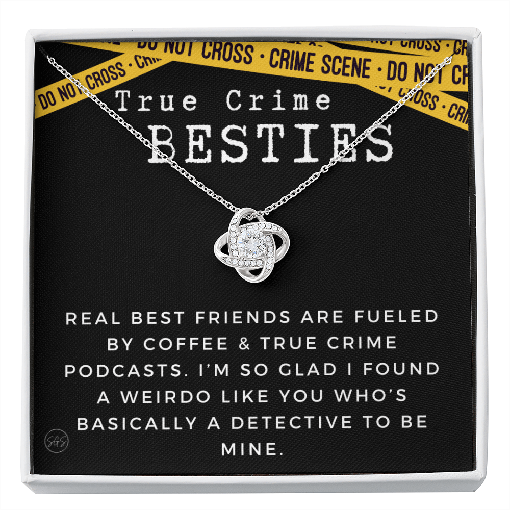 True Crime Best Friend Gift | Christmas Gift for Bestie, Funny Best Friend Necklace, True Crime & Wine, Podcast Junkie, Coffee Lover 1118-07K