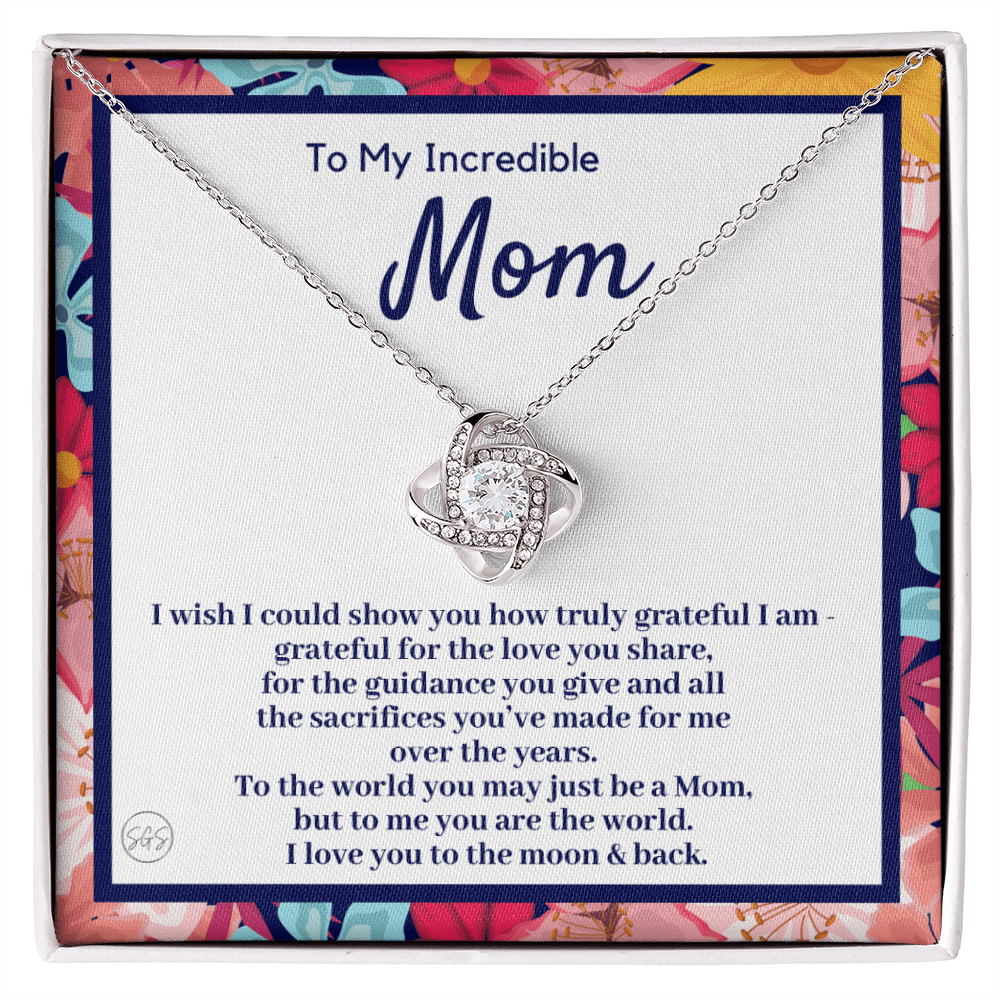 Gift for Mom | Mother's Day Gift, To My Loving Mom From Daughter, From Son, Love You to the Moon and Back, Love Knot Necklace 0422dK