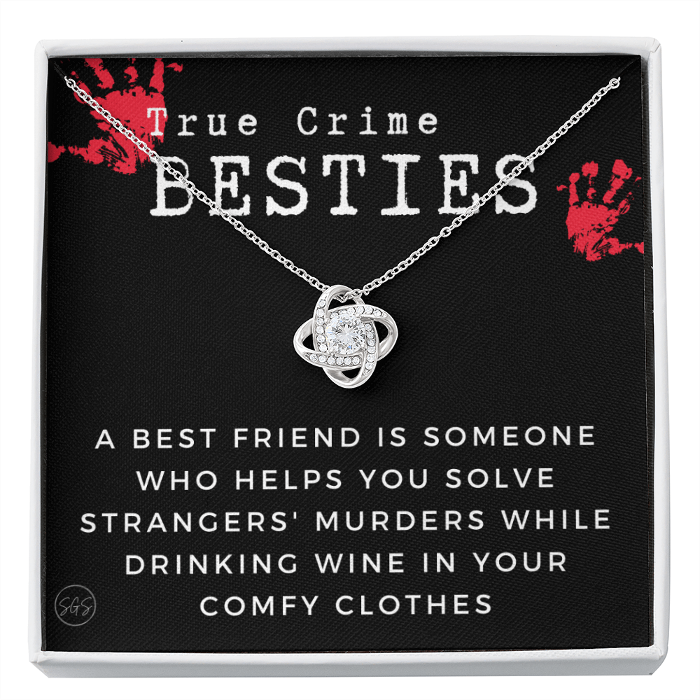 True Crime Best Friend Gift | Christmas Gift for Bestie, Funny Best Friend Necklace, True Crime & Wine, Podcast Junkie, Coffee Lover 1118-01K