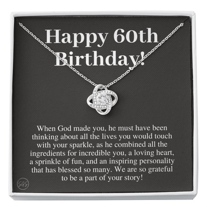 60th Birthday Gift for Women | Bday Present for Mom, Stepmom, Grandma, Friend, Employee, Funny and Heartfelt Card and Necklace 2802k