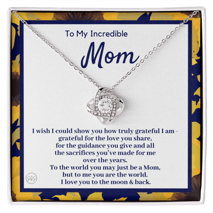 Gift for Mom | Mother's Day Gift, To My Loving Mom From Daughter, From Son, Love You to the Moon and Back, Love Knot Necklace 0422eK
