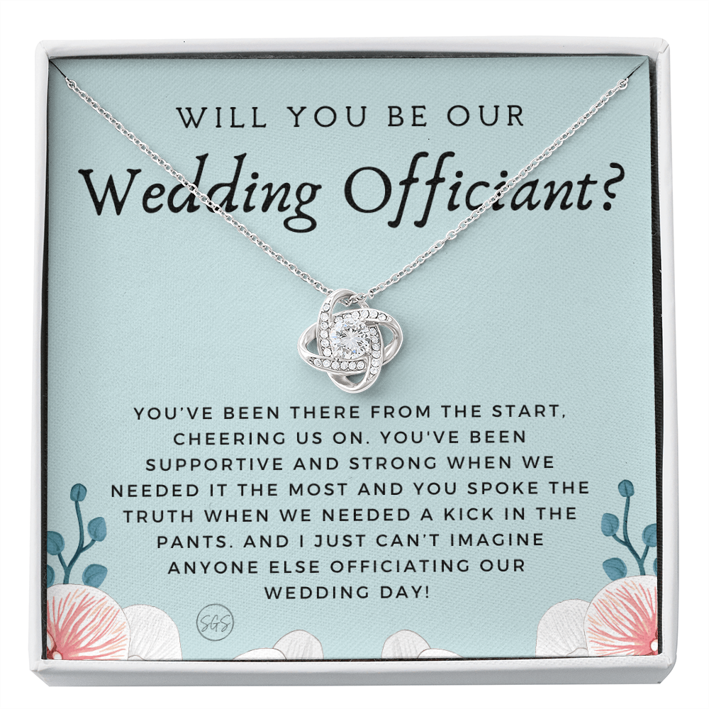Wedding Officiant Proposal Gift | Will You Marry Us? Will You Be Our Officiant? For Friends, Best Friend Bestie Necklace Bridal Party 0817eK2