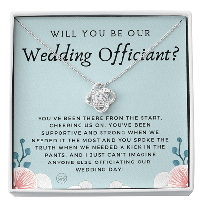 Wedding Officiant Proposal Gift | Will You Marry Us? Will You Be Our Officiant? For Friends, Best Friend Bestie Necklace Bridal Party 0817eK2