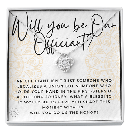 Wedding Officiant Proposal Gift | Will You Marry Us? Will You Be Our Officiant? For Friends, Best Friend Bestie Necklace Bridal Party 0817aK2