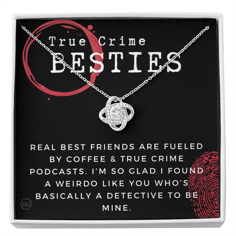 True Crime Best Friend Gift | Christmas Gift for Bestie, Funny Best Friend Necklace, True Crime & Wine, Podcast Junkie, Coffee Lover 1118-06K