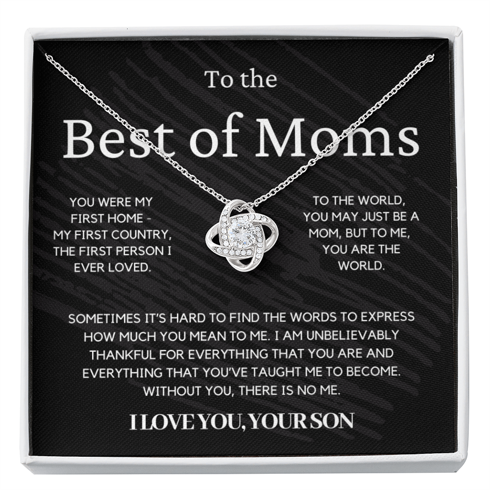 Gift for Mom from Son - You Were My First Home - Love Knot Necklace