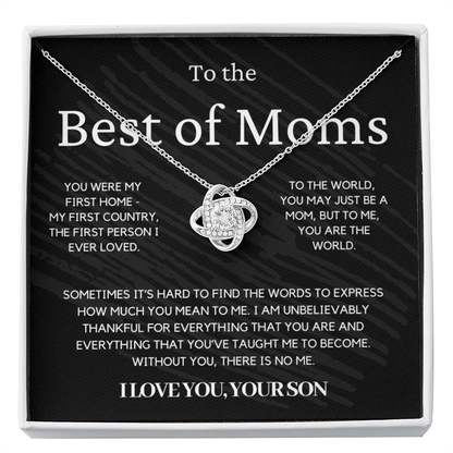 Gift for Mom from Son - You Were My First Home - Love Knot Necklace