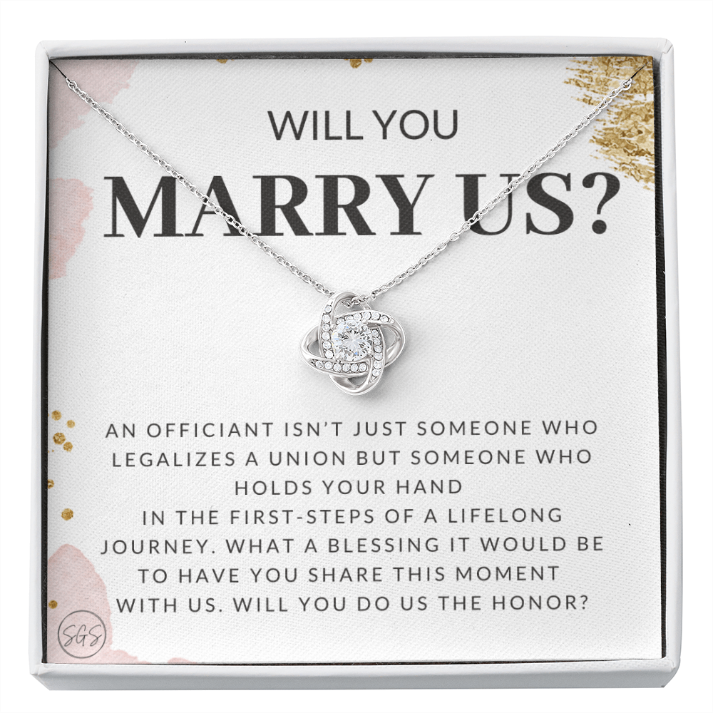 Wedding Officiant Proposal Gift | Will You Marry Us? Will You Be Our Officiant? For Friends, Best Friend Bestie Necklace Bridal Party 0131iK