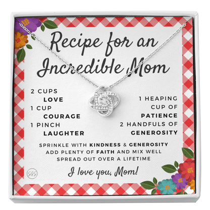 Gift for Mom | Mother's Day Necklace, Recipe for an Incredible Mother, Bonus Mom, Stepmom, From Daughter, From Son 0215hK