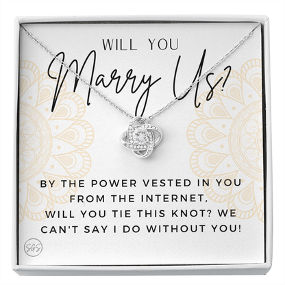 Wedding Officiant Proposal Gift | Will You Marry Us? Will You Be Our Officiant? For Friends, Best Friend Bestie Necklace Bridal Party 0817hK2