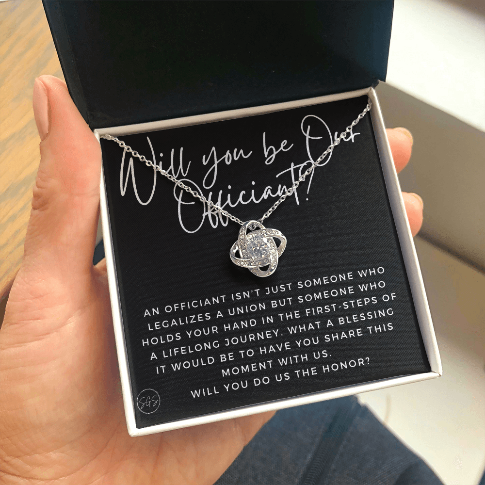 Wedding Officiant Proposal Gift | Will You Marry Us? Will You Be Our Officiant? For Friends, Best Friend Bestie Necklace Bridal Party  0817cK2