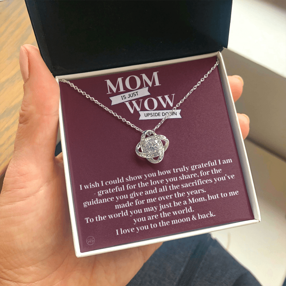 Gift for Mom | Mother's Day Gift, To My Loving Mom From Daughter, From Son, Love You to the Moon and Back, Love Knot Necklace 0422bK