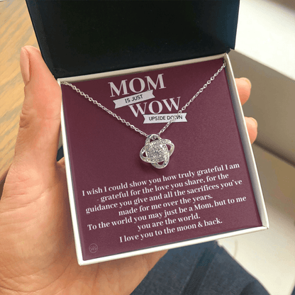 Gift for Mom | Mother's Day Gift, To My Loving Mom From Daughter, From Son, Love You to the Moon and Back, Love Knot Necklace 0422bK